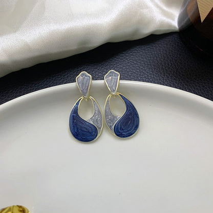 Water drop glaze haze blue earrings