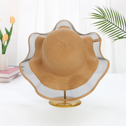 Mesh Wave Straw Hat DIY Hat Blank Big Brim Sun Protection