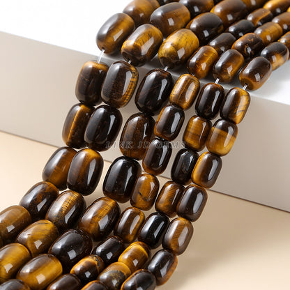 Natural yellow tiger's eye stone bucket beads loose beads