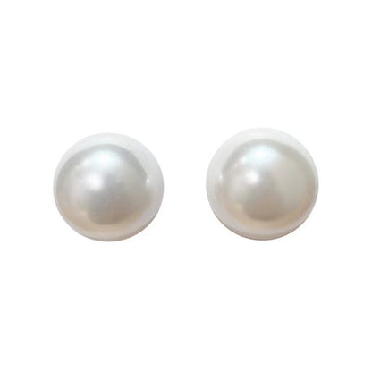 Fashion pearl stud earrings S925 silver needle simple