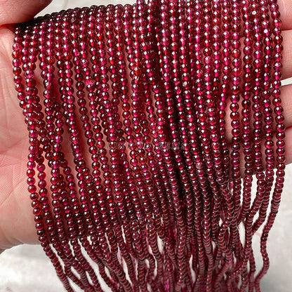 3Mm natural garnet three-ring bracelet