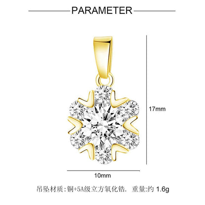 Four-leaf clover snowflake necklace pendant copper zircon