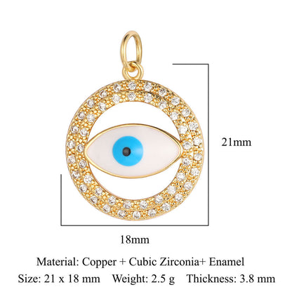 Devil's Eye Copper Zircon DIY Jewelry Pendant