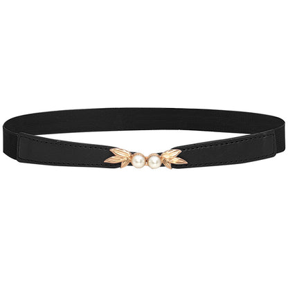 Temperament retro pearl buckle waist seal