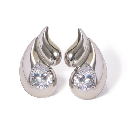 Double teardrop earrings with diamonds