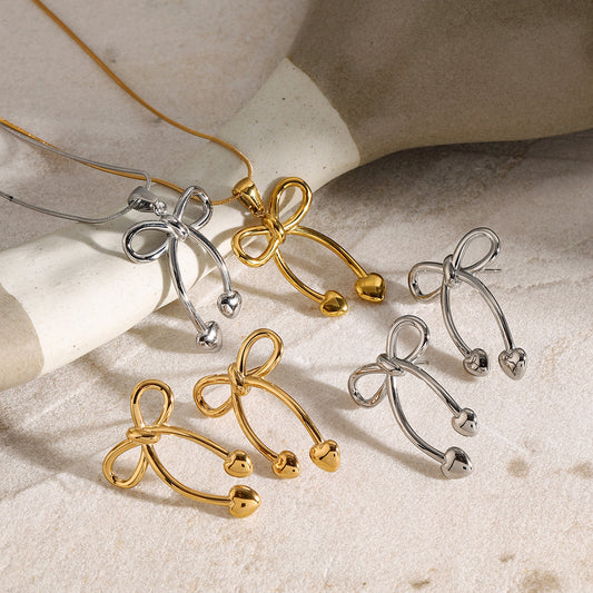 Linear bow earrings