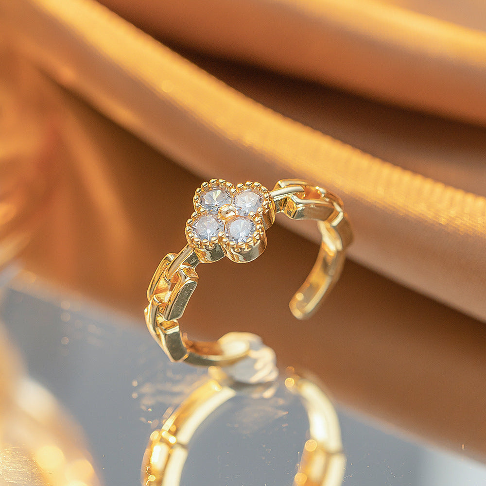 Real gold electroplated zircon ring.