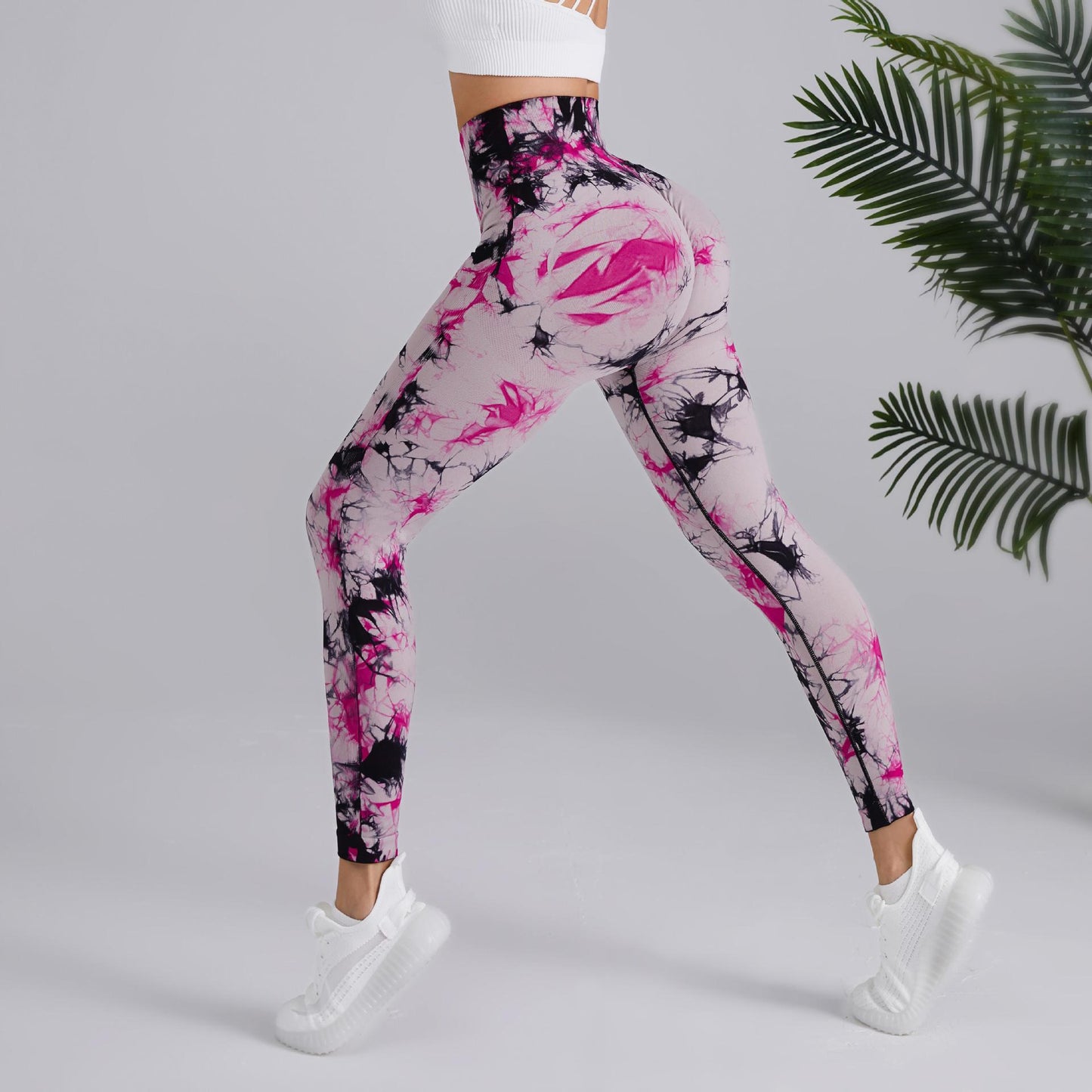 Seamless Two-Tone Tie-Dye Yoga Pants