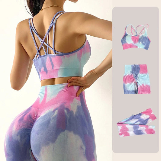 Seamless Tie-Dye High-Waist Yoga Set