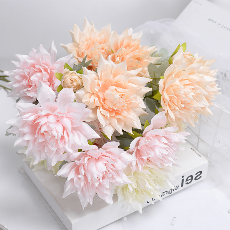 3 artificial dahlia flowers