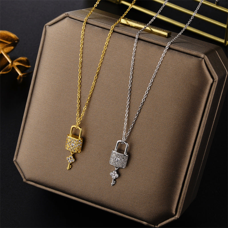 Chic Titanium Key Lock Necklace