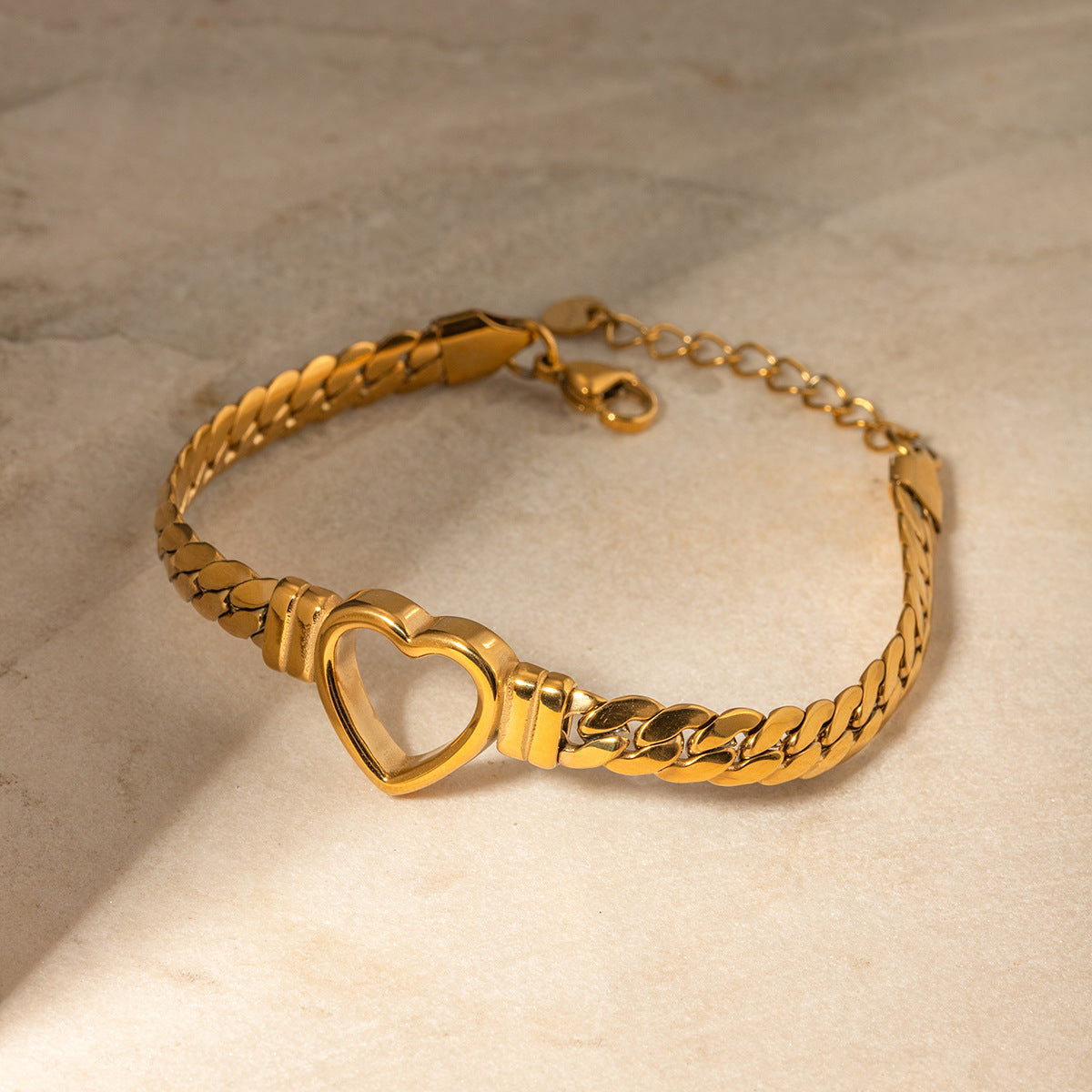 Heart Flat Snake Chain Bracelet