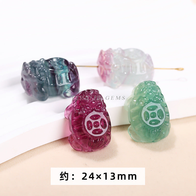 Natural color fluorite diamond pestle accessories crystal engraved pendant