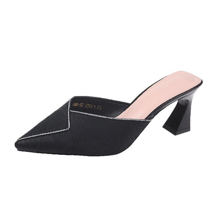 High Heel Thick Heel Slippers Women