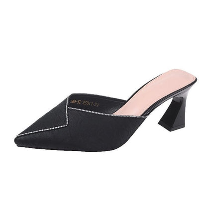 High Heel Thick Heel Slippers Women