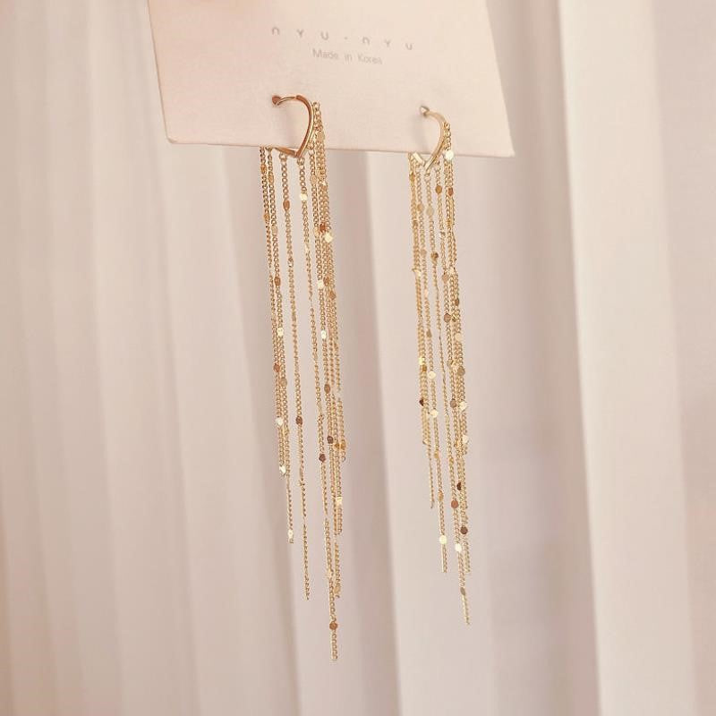 Love long fringed earrings, ear buckles, fairy style long.