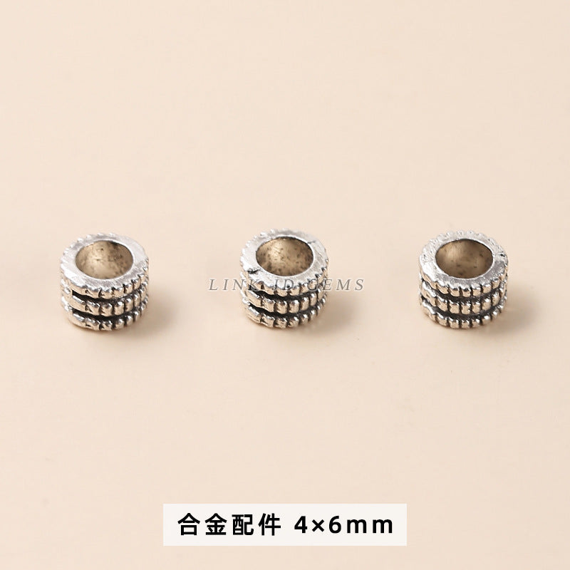 Tibetan silver zinc alloy disc with diamond bead spacer accessories