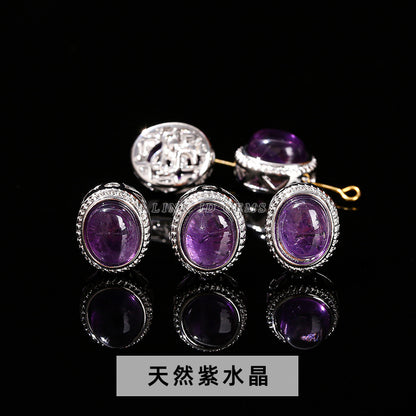 Natural stone amethyst oval magic box