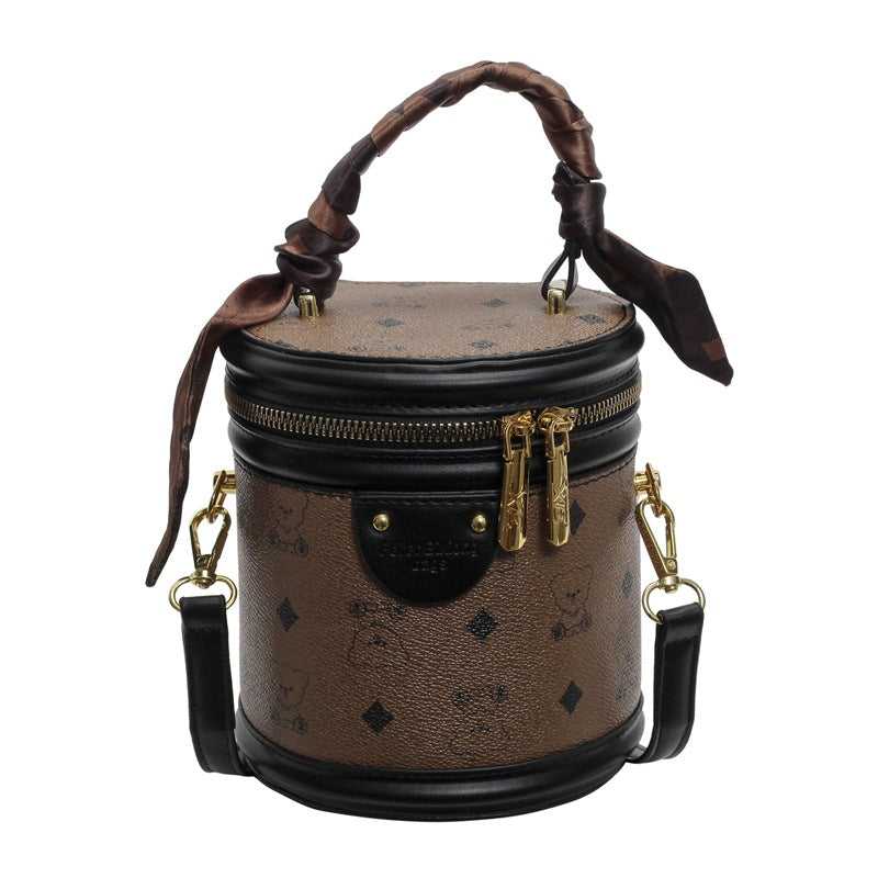 Popular retro printed bucket bag