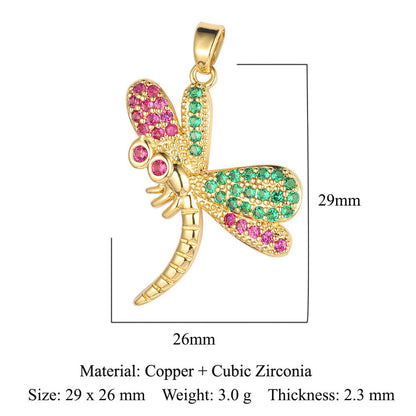 Fly color zirconium copper micro-inlaid necklace pendant