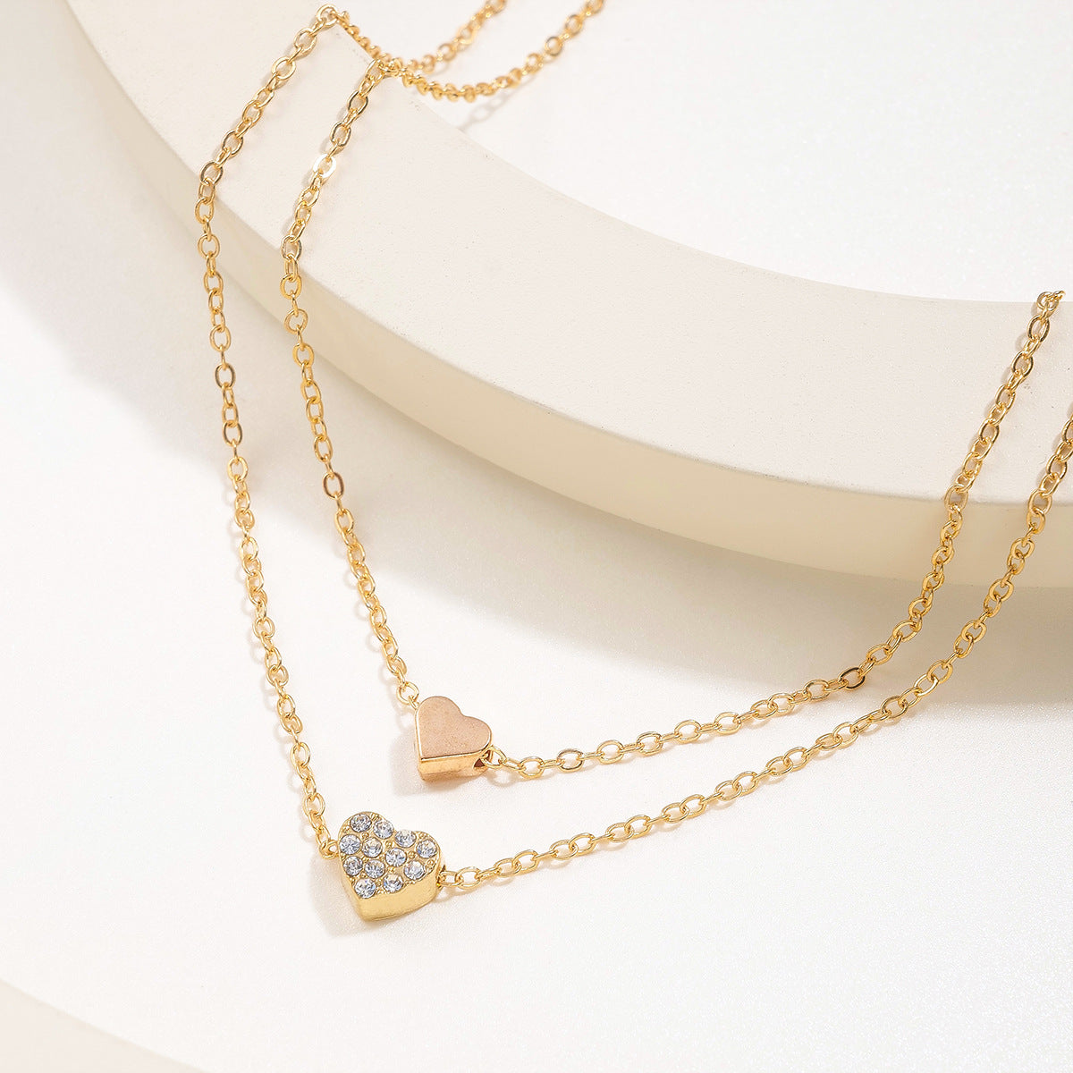 Small Chanel style double-layer heart necklace