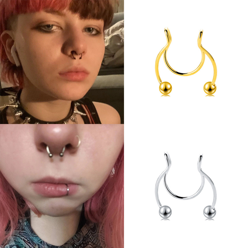 Nose ring fake horseshoe ring