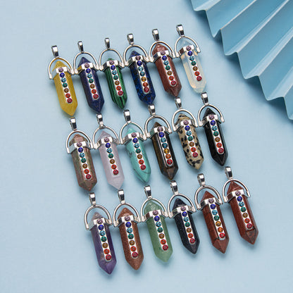 Pendant Colorful rhinestone hexagonal column pendant