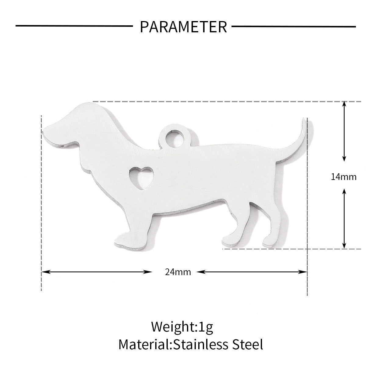 20 pcs/pack, love spotted dog titanium steel pendant.