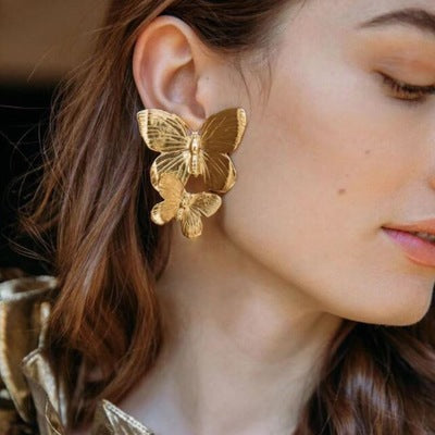 Gold butterfly earrings personalized jewelry