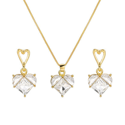 Heart Bridal Necklace Earrings Set