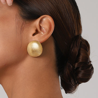 Gold Embossed Circle Earrings