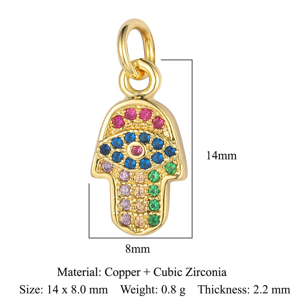 Evil Eye Fatima Palm Copper Zircon Pendant