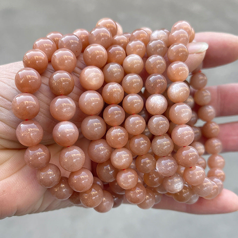 Grade A natural sunstone round bead bracelet