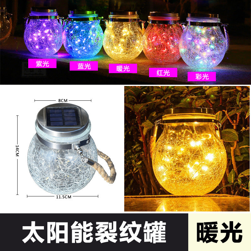 Solar Crack Light Outdoor Garden Glass Hanging Light