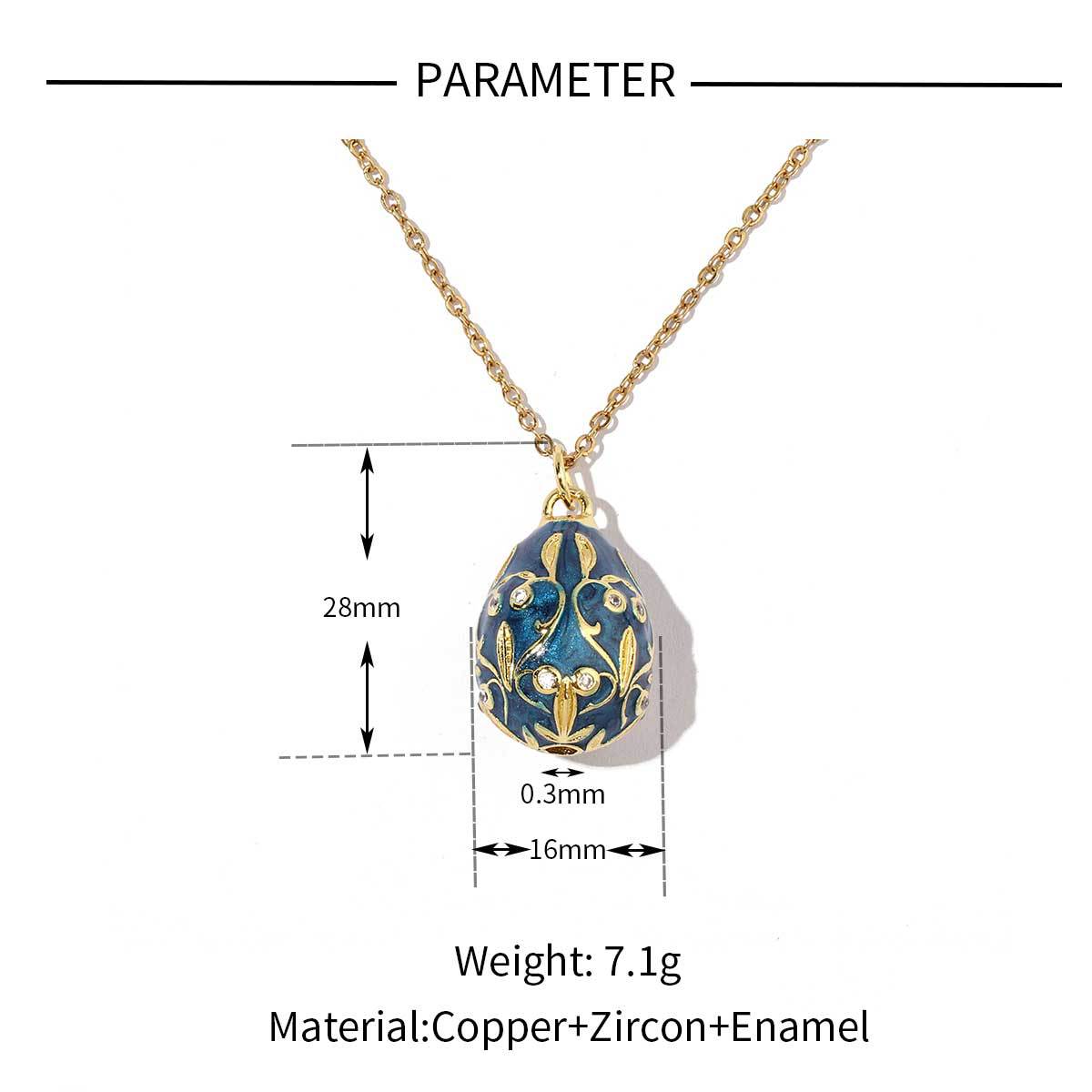 18K real gold color-preserving copper zircon Easter necklace pendant.