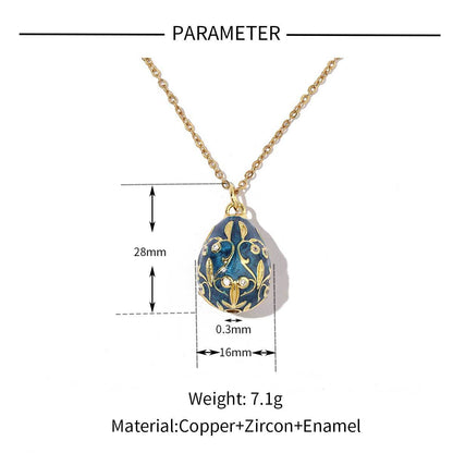 18K real gold color-preserving copper zircon Easter necklace pendant.