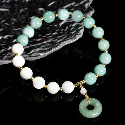 Myanmar jade horseshoe snail shell bead bracelet