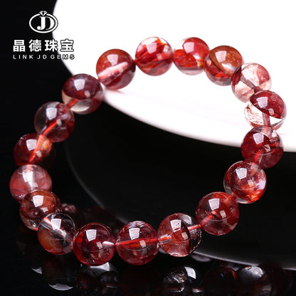 7A natural cow blood red glue flower crystal bracelet