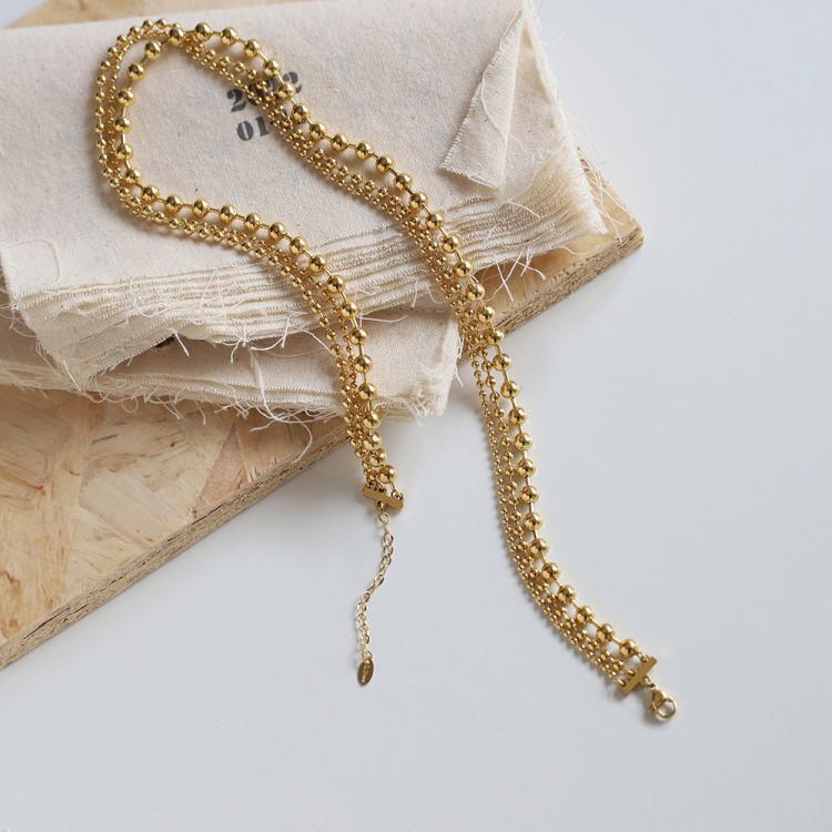 Multi-layer 2mm round bead chain Cuban necklace