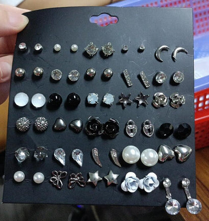 Rhinestone Earrings Set 30 Pieces