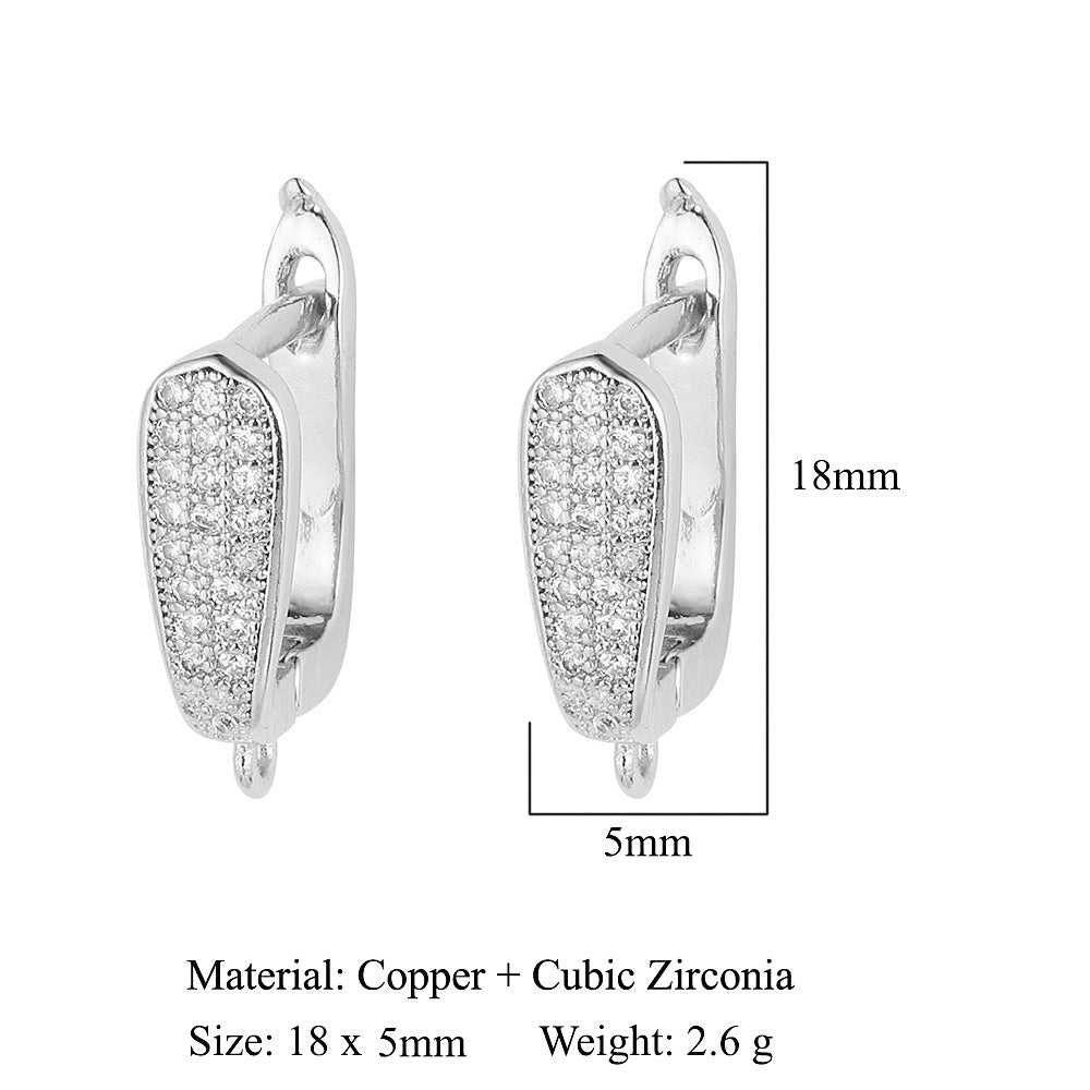 Square diamond copper micro-inlaid women's ear buckle