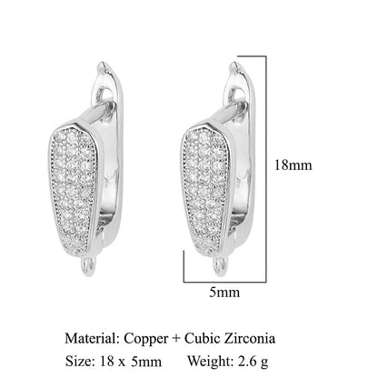 Square diamond copper micro-inlaid women's ear buckle