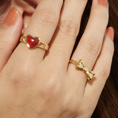 Red agate heart ring