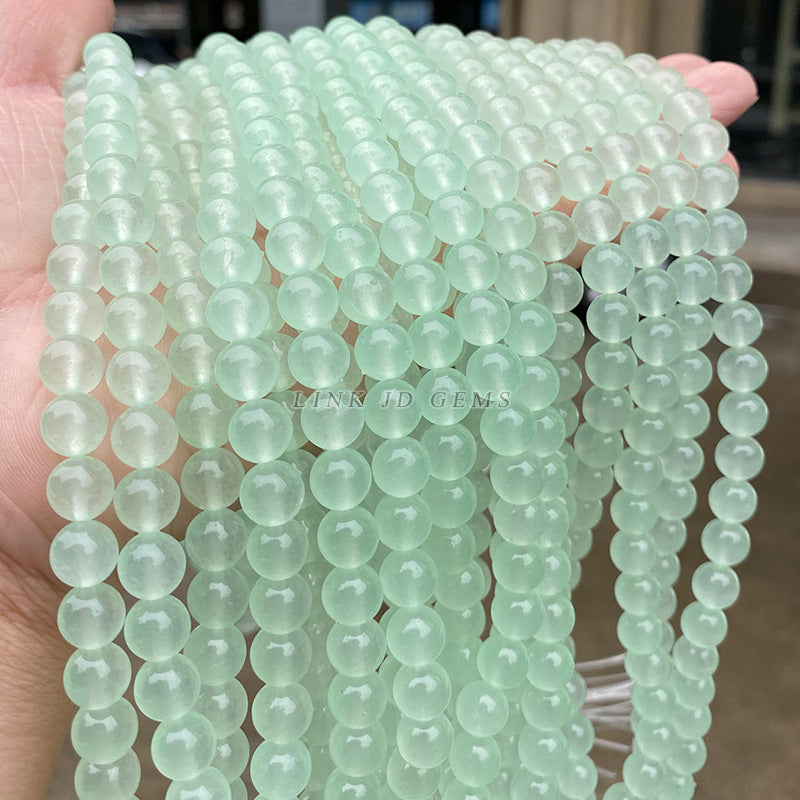 Perlas sueltas de calcedonia verde claro Perlas redondas de jade verde esmeralda 