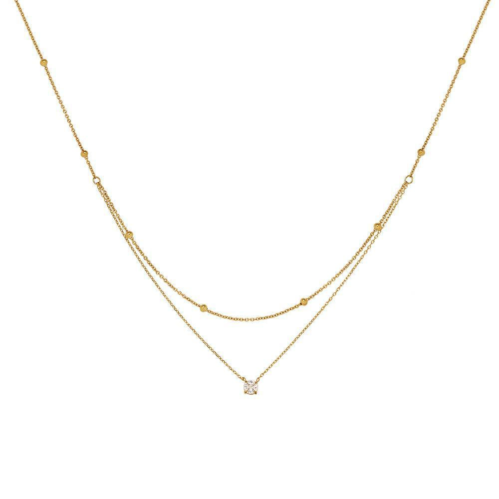 Single diamond small double layer necklace