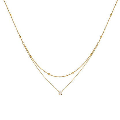 Single diamond small double layer necklace