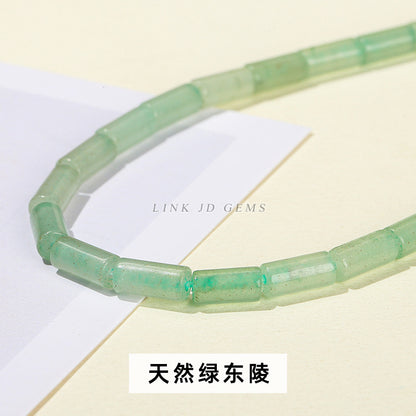 4 * 9 natural jade powder crystal round tube loose beads