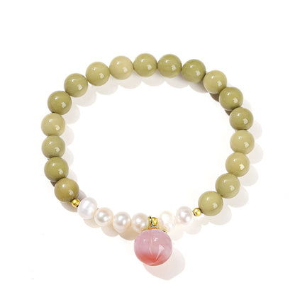 Natural Avocado Alxa Pearl Bracelet