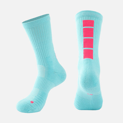 Mid-Length Basketball Socks Gradient Color Thick