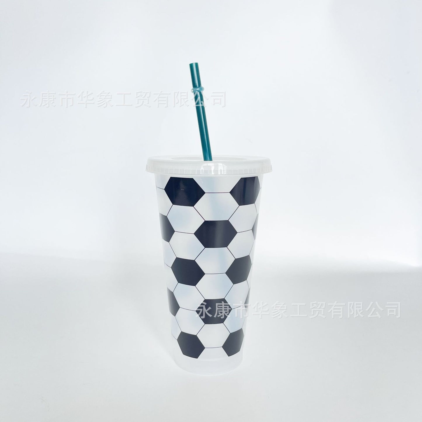 Football plastic straw cup 710ml